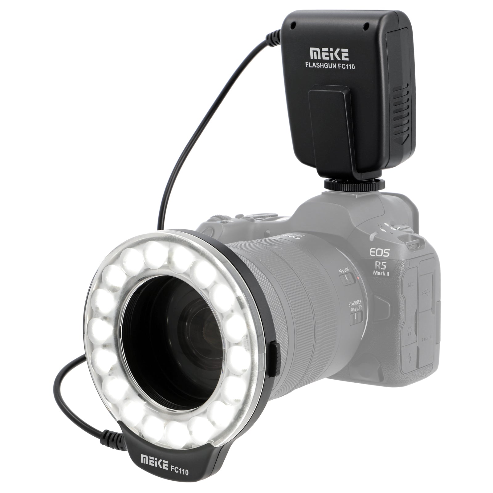 Makro Ringblitz Ringleuchte für Olympus Panasonic DSLR SLR Kameras FC-110 Blitz & Dauerlicht auch für Videoaufnahmen