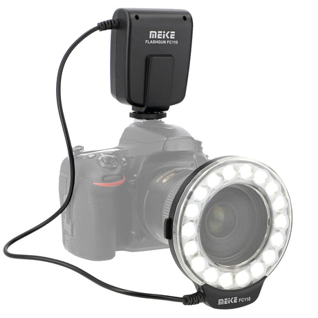 Makro Ringblitz & Ringleuchte für Sony Kameras mit Mittenkontakt Meike FC-110 LED
