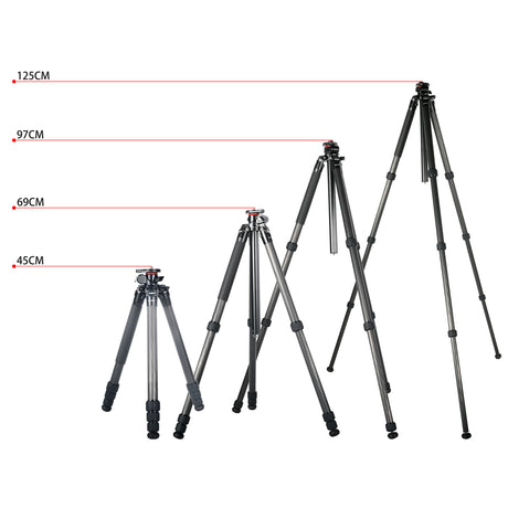 JUSINO Flexibles Karbon-Stativ max. 170cm bis 18Kg belastbar neigbare & entfernbare Mittelsäule