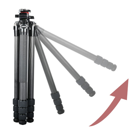 JUSINO Flexibles Karbon-Stativ max. 170cm bis 18Kg belastbar neigbare & entfernbare Mittelsäule