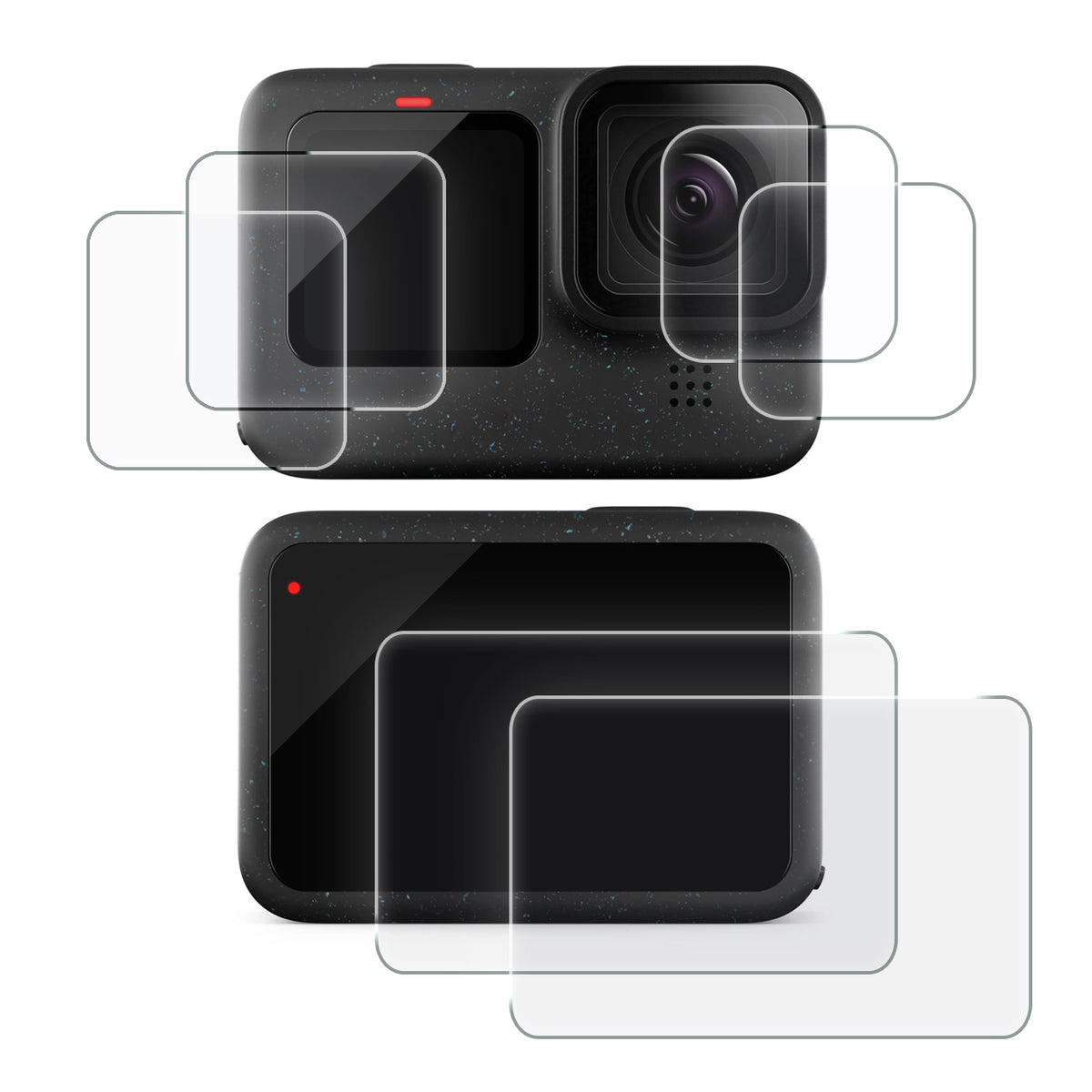 Display- & Objektiv-Schutzglas für GoPro Hero 12, 11, 10, 9 - 2er Set - 9H gehärtetes Glas, Komplettschutz-Set - 2er pack