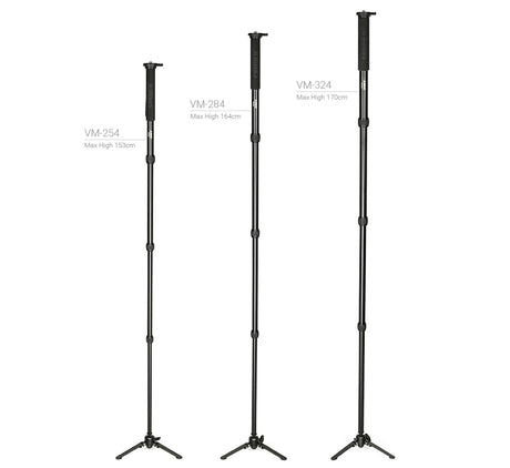 JUSINO Aluminium-Monopod mit abnehmbarem Fuß Tischstativ Schnelldrehverschlüsse bis 164cm 10kg VM-284