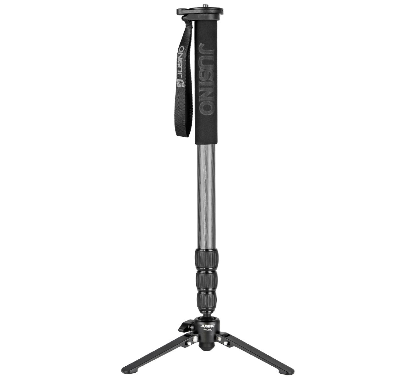 JUSINO Karbon Monopod Standspinne Tischstativ-Funktion bis 164cm 10kg Schnellspann-Clips VM-284C