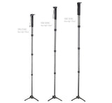 JUSINO Karbon Monopod Standspinne Tischstativ-Funktion bis 164cm 10kg Schnellspann-Clips VM-284C
