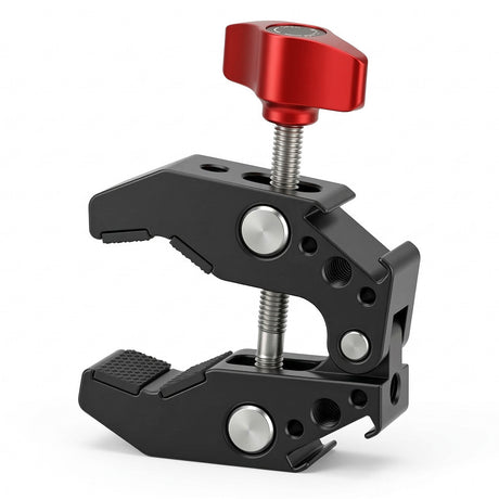 ayex Metall Super Clamp mit Blitzschuh & 1/4 Zoll Gewinde – Universelle Befestigungsklemme für Kamera, LED Licht, Mikrofon & Zubehör