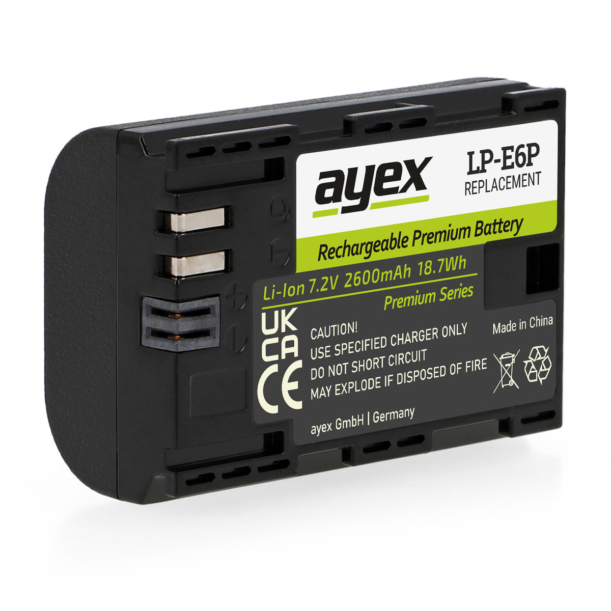 ayex LP-E6P Akku 2600mAh für Canon EOS R5 Mark II, R6, R7, R5, 5D Mark IV