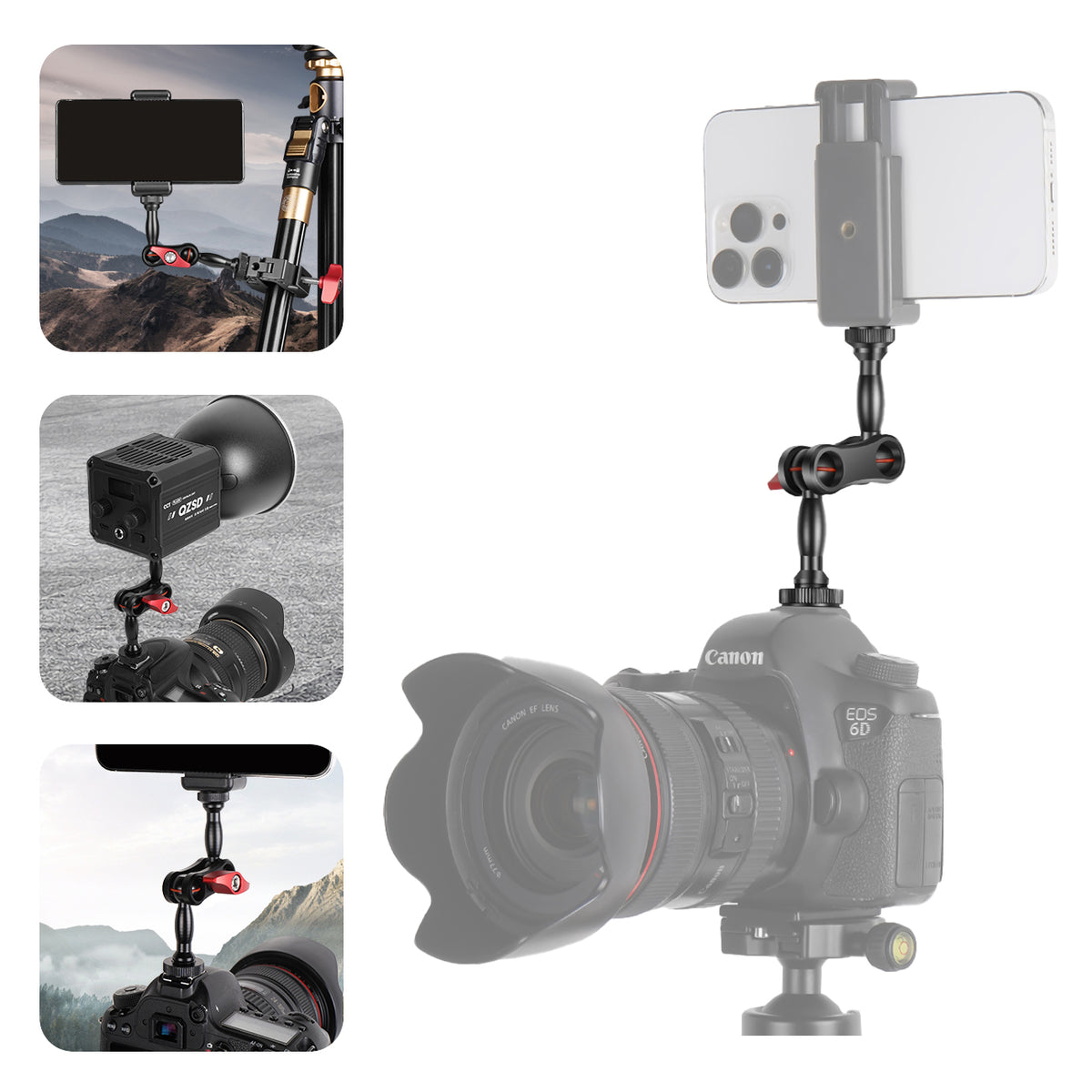 ayex Magic Arm 145mm Gelenkarm mit 1/4 Zoll Schraube Kamera Zubehör Halter für LED Licht, Monitor, Mikrofon