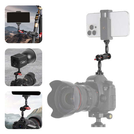 ayex Magic Arm 145mm Gelenkarm mit 1/4 Zoll Schraube Kamera Zubehör Halter für LED Licht, Monitor, Mikrofon