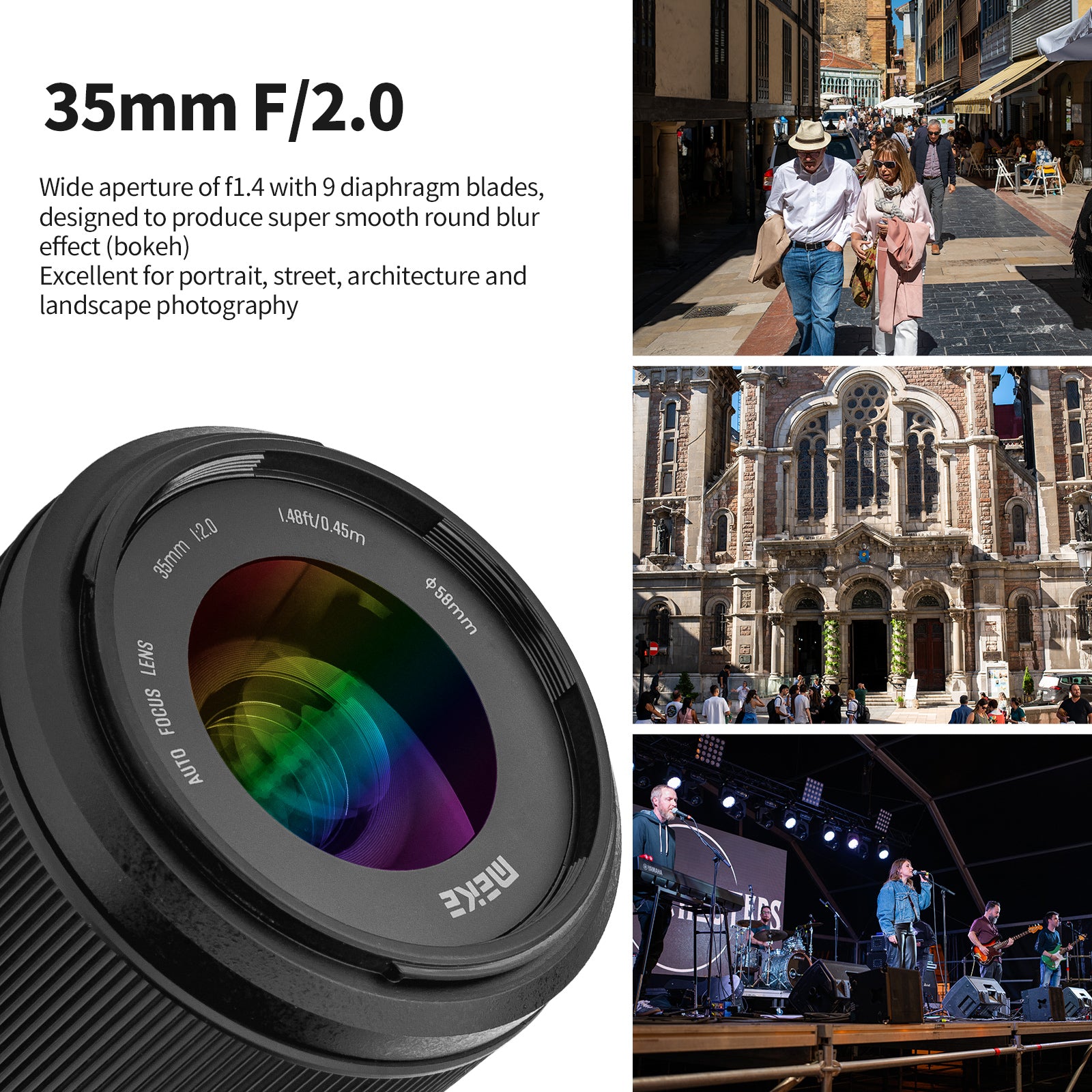 Meike Vollformat Objektiv 35mm F2.0 AF STM Autofokus für Sony E Mount Kameras