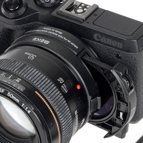 Meike MK-EFTM-C Mount-Adapter für Canon EF auf Canon EOS M Inkl. variablem ND-Filter und klarem UV-Filter