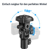 Lampenstativ Adapter mit Schnellwechselplatte – Neigekopf mit Schirmhalter für Blitz, LED-Licht und Kamera