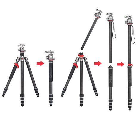 JUSINO Leichtes Karbon Tripod Monopod mit Kugelkopf bis 160cm 12kg FGS-30 TK-254C