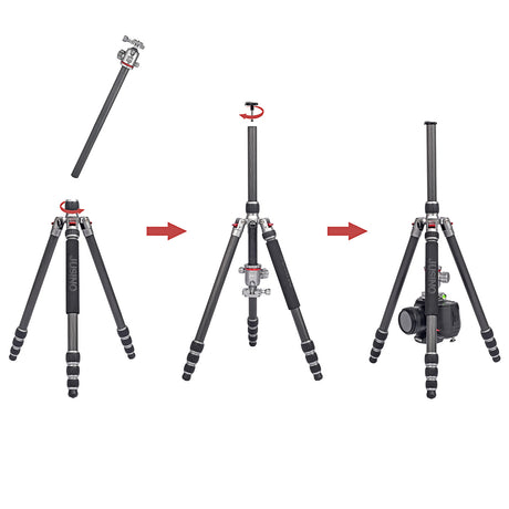 JUSINO Leichtes Karbon Tripod Monopod mit Kugelkopf bis 160cm 12kg FGS-30 TK-254C