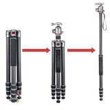 JUSINO Profi Traveller Karbon-Stativ Monopodfunktion bis 182cm 18kg + Kugelkopf FGS-41 TK-324C