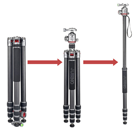 JUSINO Profi Traveller Karbon-Stativ Monopodfunktion bis 182cm 18kg + Kugelkopf FGS-41 TK-324C