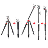 JUSINO Profi Traveller Karbon-Stativ Monopodfunktion bis 182cm 18kg + Kugelkopf FGS-41 TK-324C