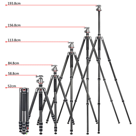 JUSINO Profi Traveller Karbon-Stativ Monopodfunktion bis 182cm 18kg + Kugelkopf FGS-41 TK-324C
