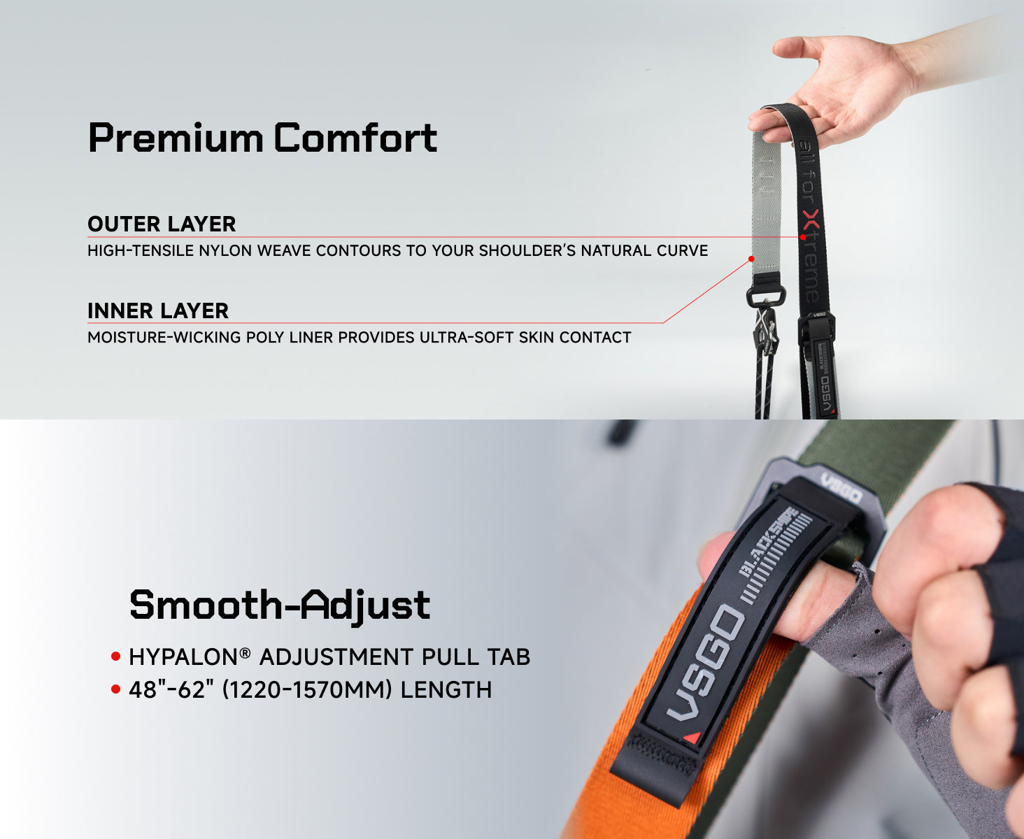 VSGO Black Snipe Urban Kamera-Gurt (Core Glow) mit Quick-Release Anti-Twist & Handgurt-Set