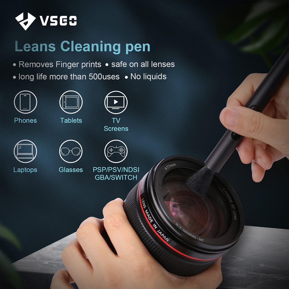 VSGO Professionelles Kamera-Reinigungsset mit Tasche Blasebalg Reinigungsstift & Spray VS-A3E